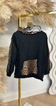 LEOPARD STRIPE HOODIE 25613 BLACK