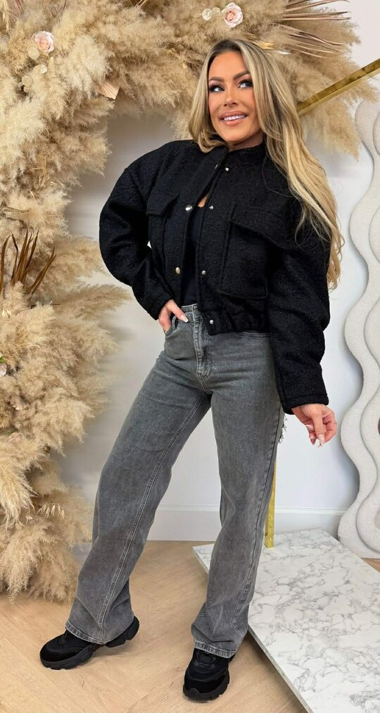 TEDDY BOMBER JACKET BLACK