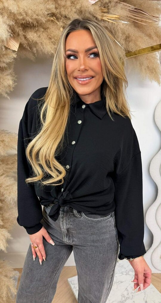 LELA KNOT BLOUSE BLACK