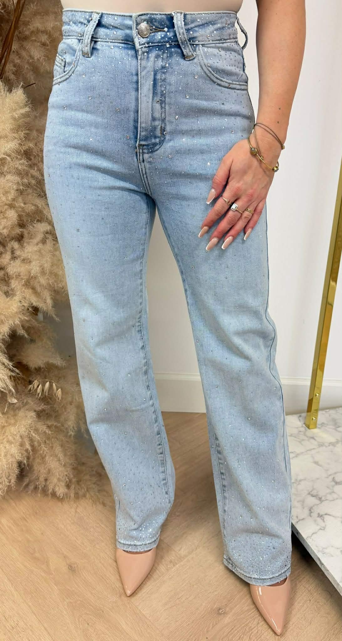 WIDE LEG GLITTER JEANS 880-9 LIGHTDENIM