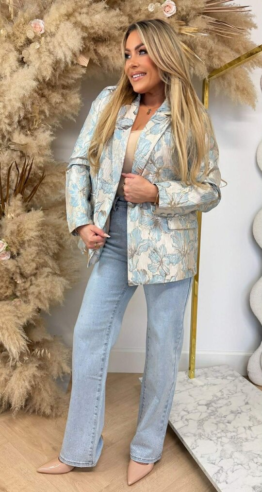 GLAM FLOWER BLAZER ZP1002 ICEBLUE