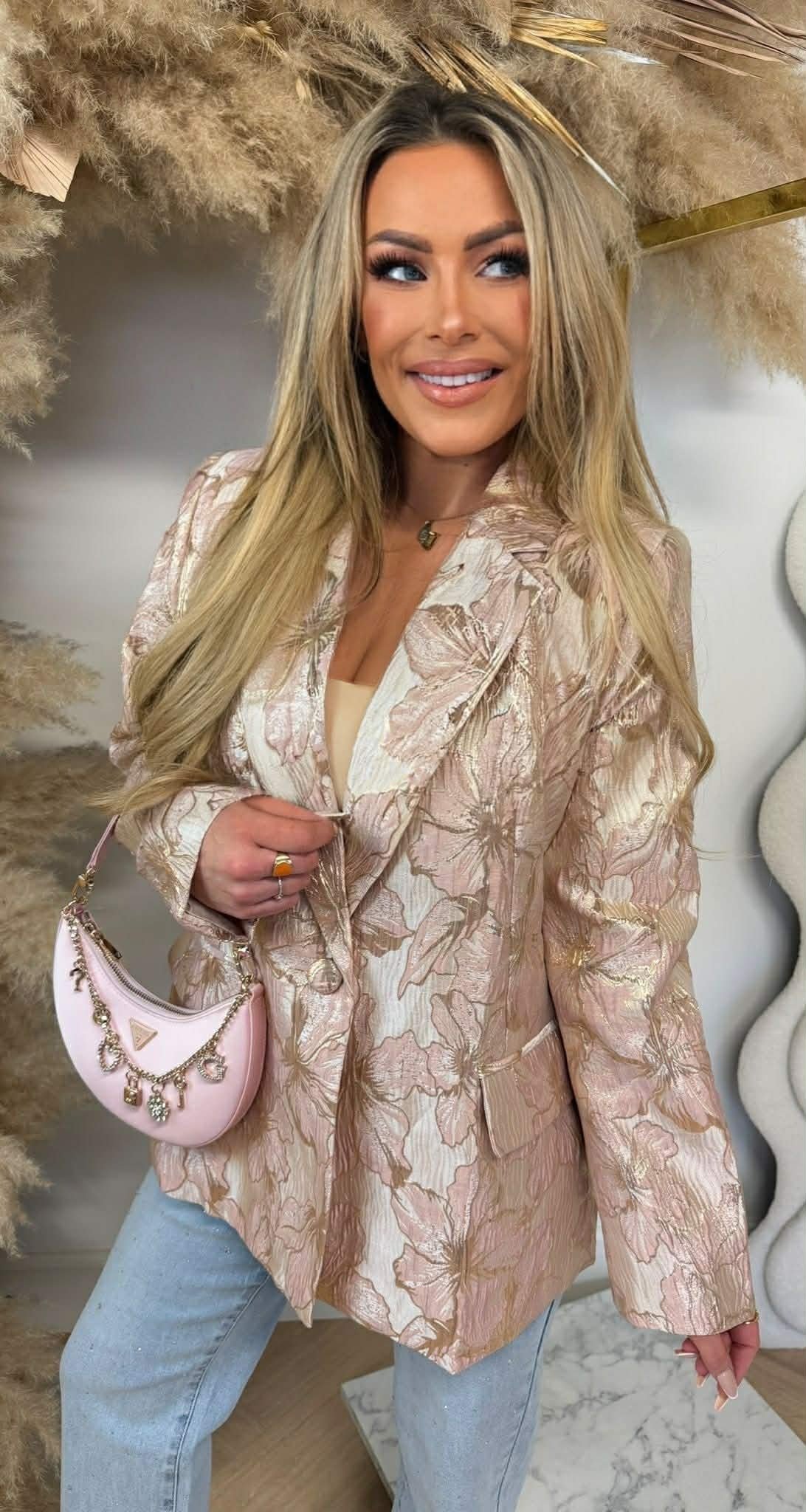 GLAM FLOWER BLAZER ZP1002 PINK