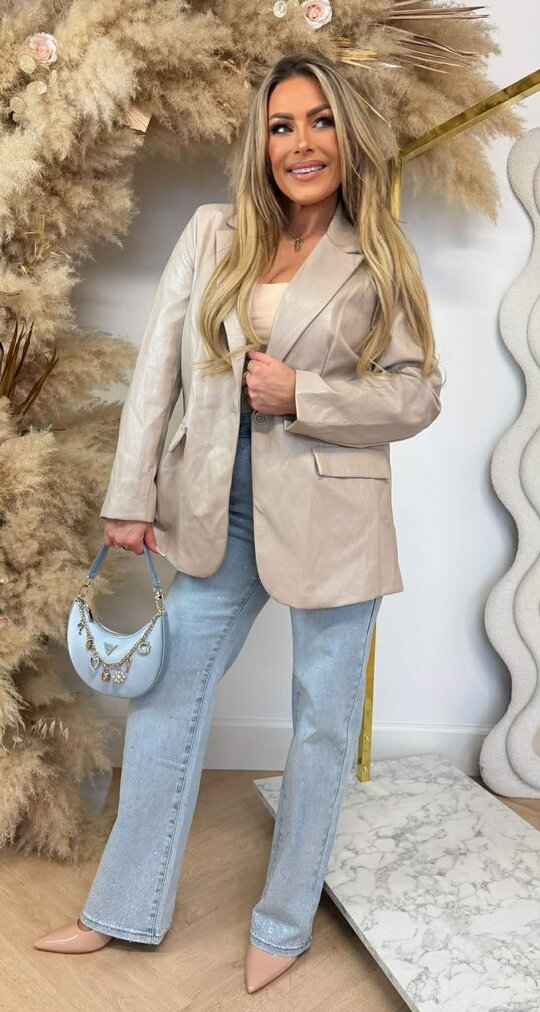 LEATHER LOOK BLAZER TAUPE