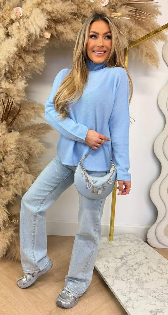 TURTLE NECK SWEAT ICEBLUE