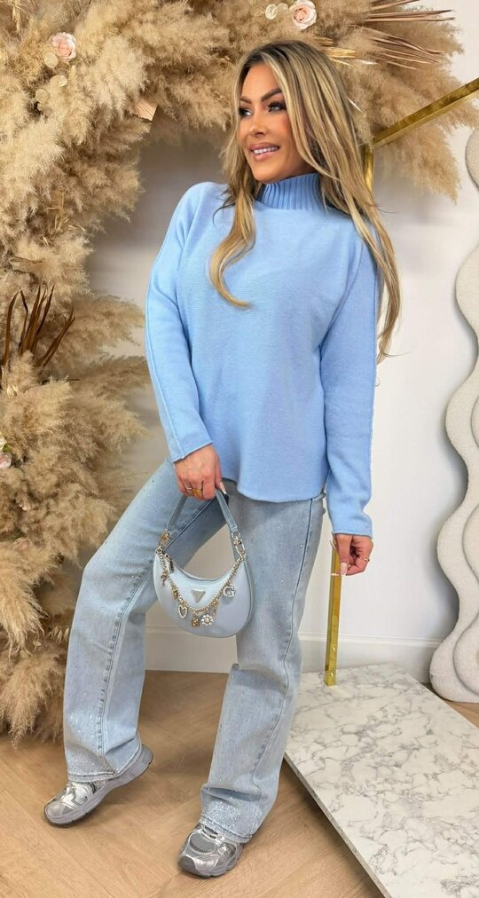 TURTLE NECK SWEAT ICEBLUE