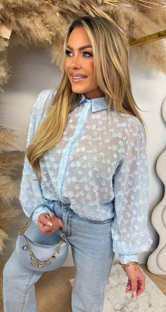 SHINY MESH BLOUSE 5429 ICEBLUE