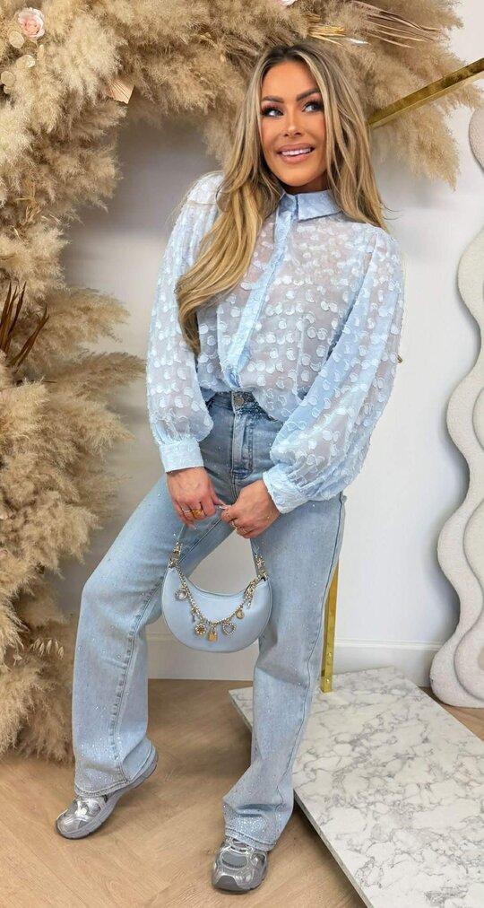 SHINY MESH BLOUSE 5429 ICEBLUE