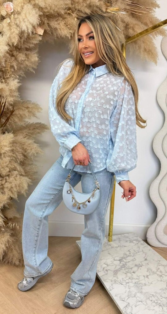 SHINY MESH BLOUSE 5429 ICEBLUE