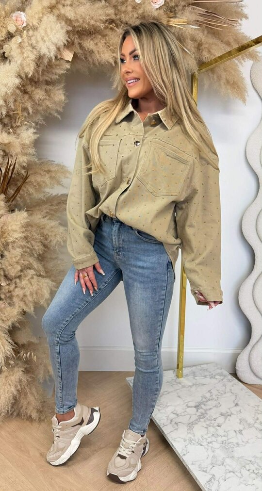 GLITTER DENIM BLOUSE 20859 BEIGE