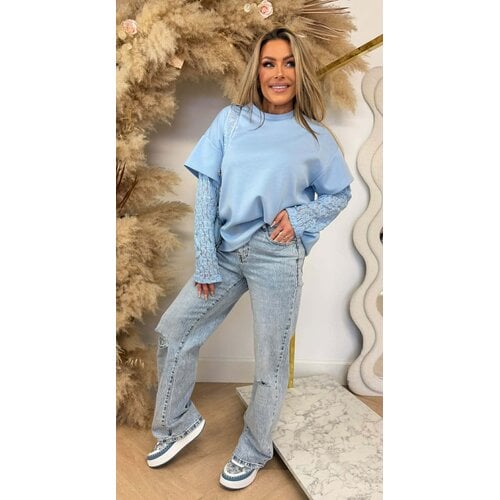 MEGAN LACY TEE ICEBLUE