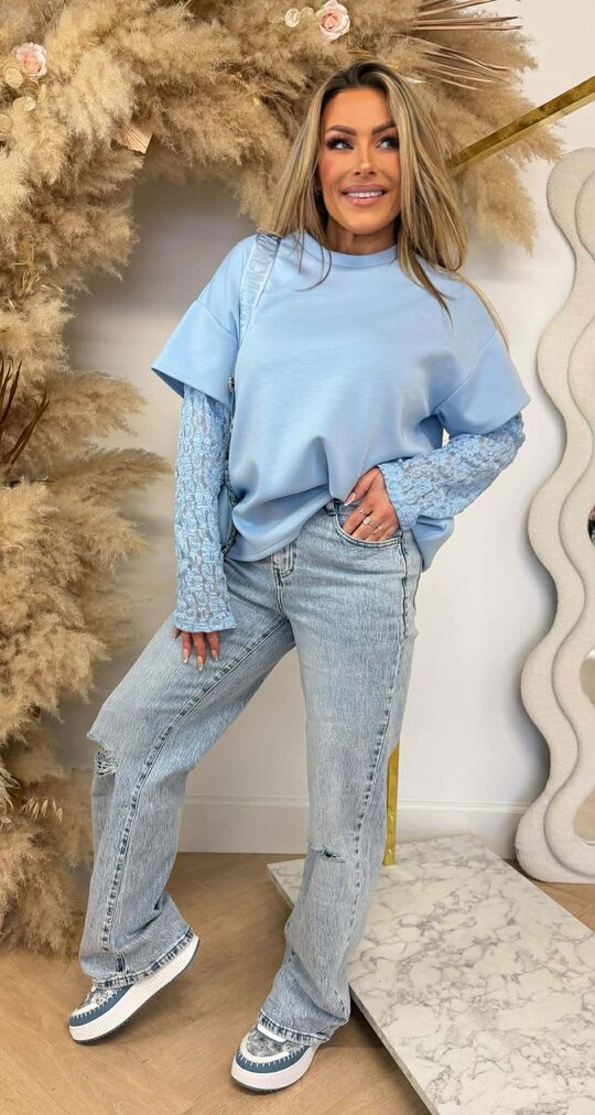 MEGAN LACY TEE ICEBLUE