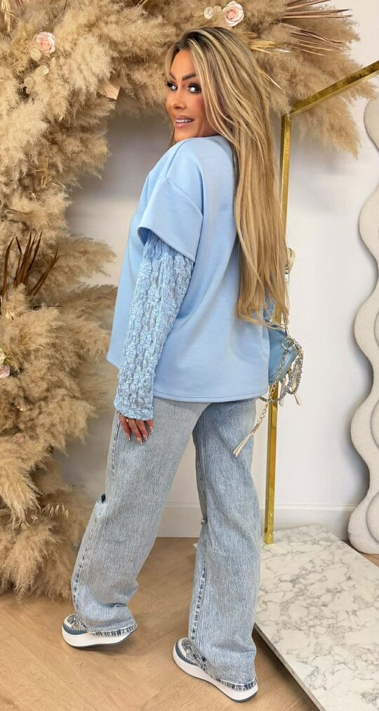 MEGAN LACY TEE ICEBLUE