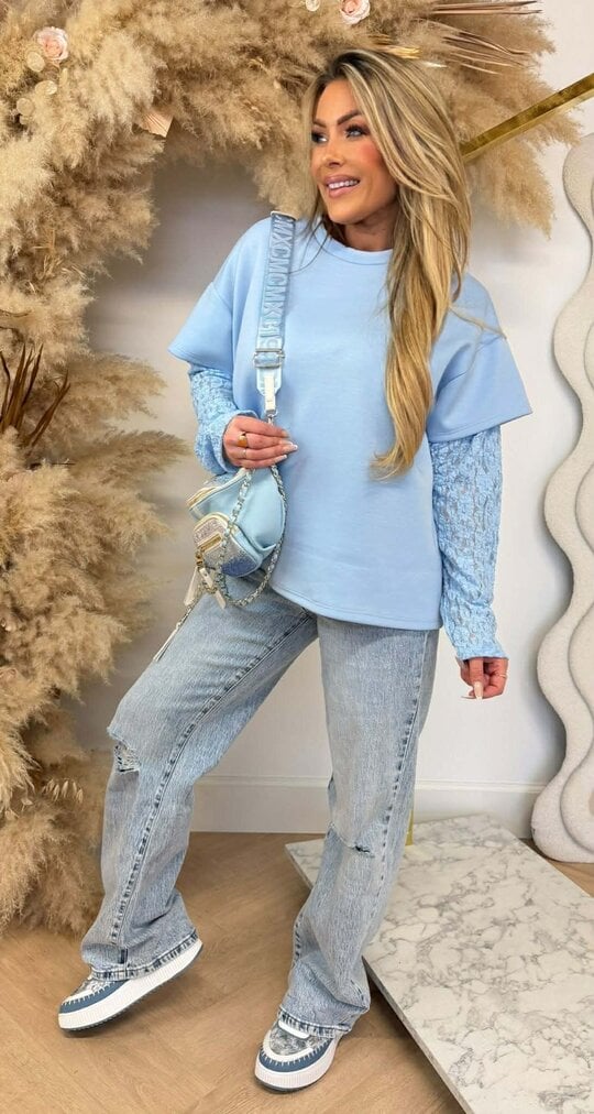 MEGAN LACY TEE ICEBLUE