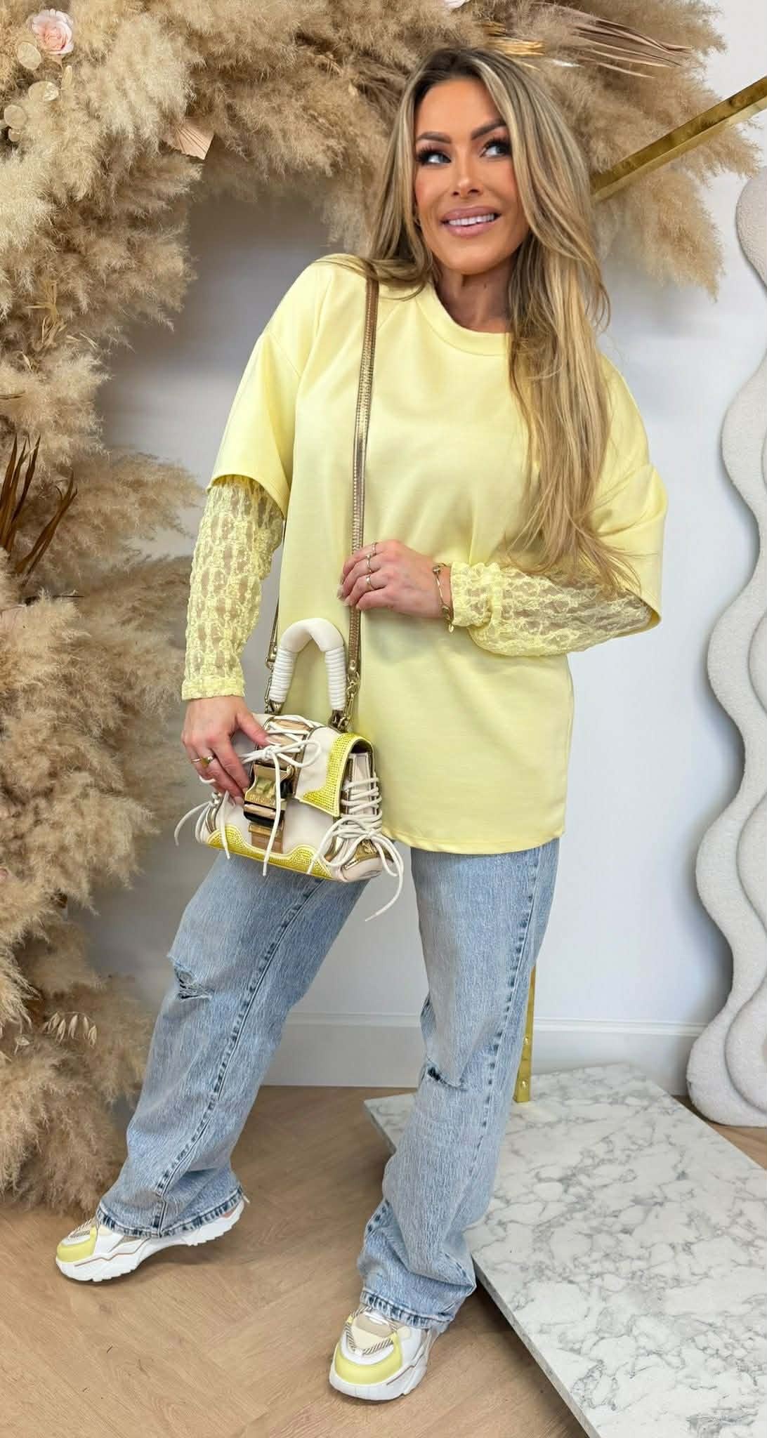 MEGAN LACY TEE YELLOW