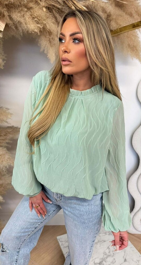 WAVY CROPPED BLOUSE MINT WAVY CROPPED BLOUSE MINT