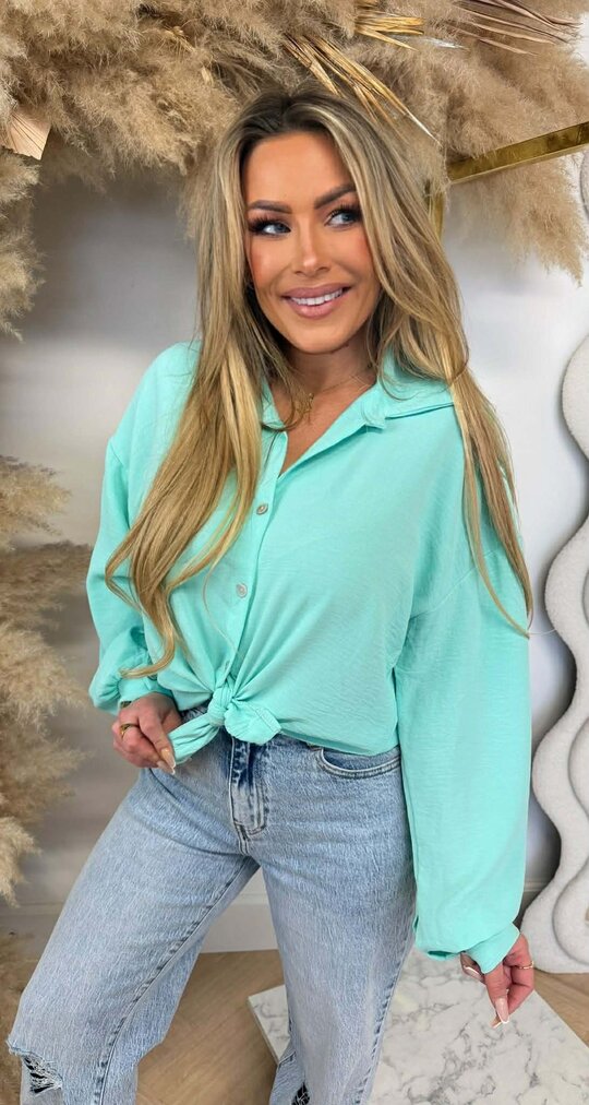 LELA KNOT BLOUSE AQUA