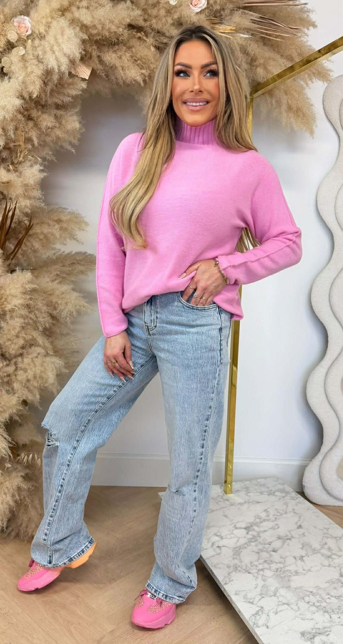 TURTLE NECK SWEAT PINK