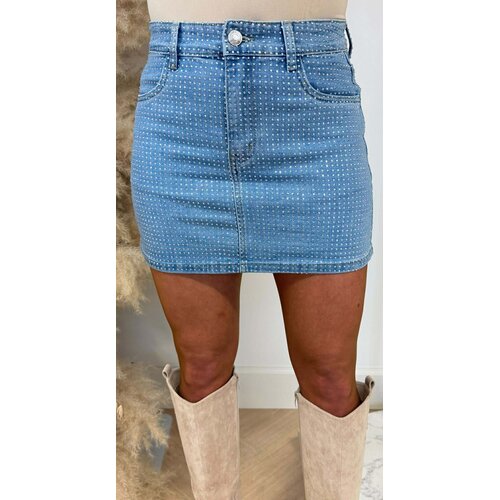 ALL OVER GLITTER DENIM SKIRT BW093 DENIMBLUE