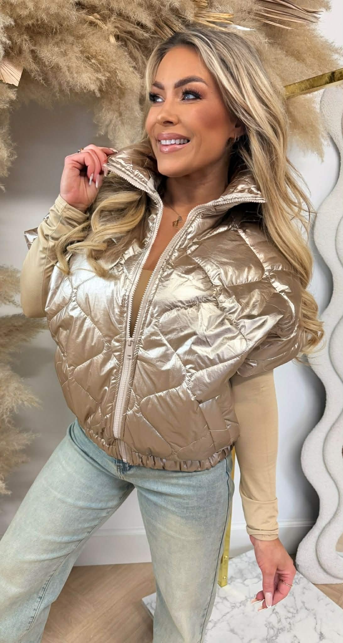 PUFFER BODYWARMER 1113 METALLIC GOLD