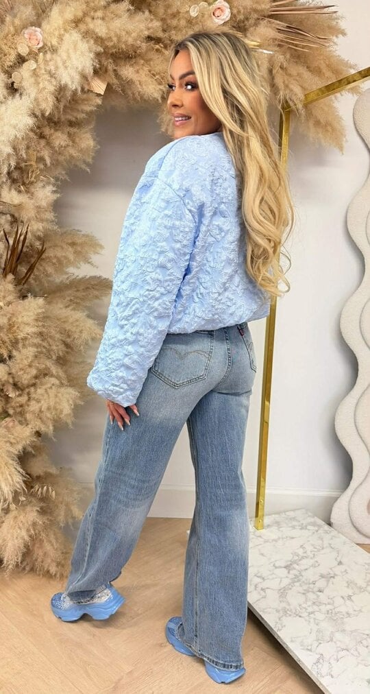 ALL OVER FLOWER BOMBERJACKET ICEBLUE