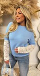 POPPY FLOWER LACE SLEEVE SWEAT BLUE