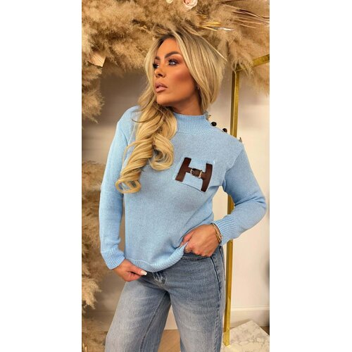 H KNITTED BUTTON TRUI ICEBLUE