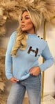 H KNITTED BUTTON TRUI ICEBLUE