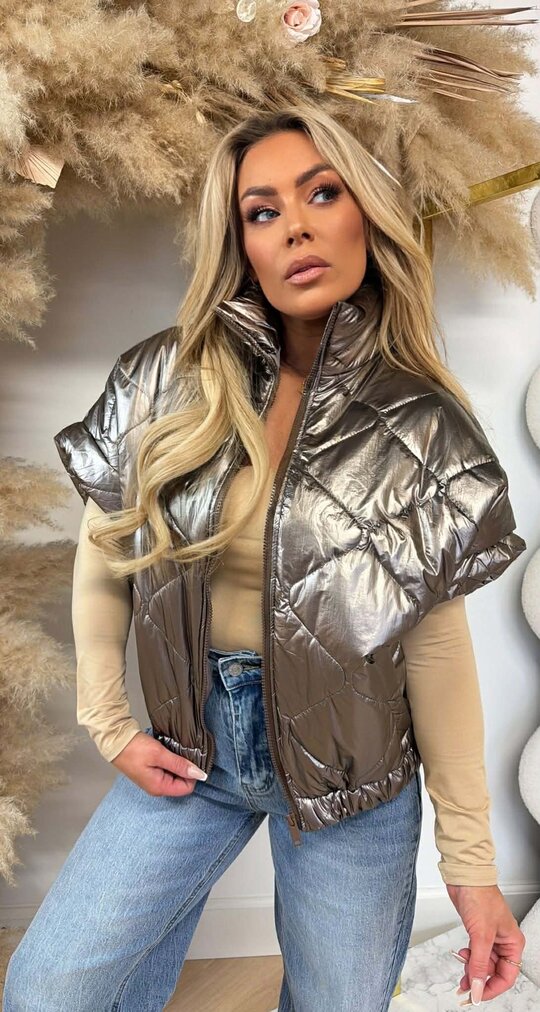PUFFER BODYWARMER 1113 METALLIC TAUPE