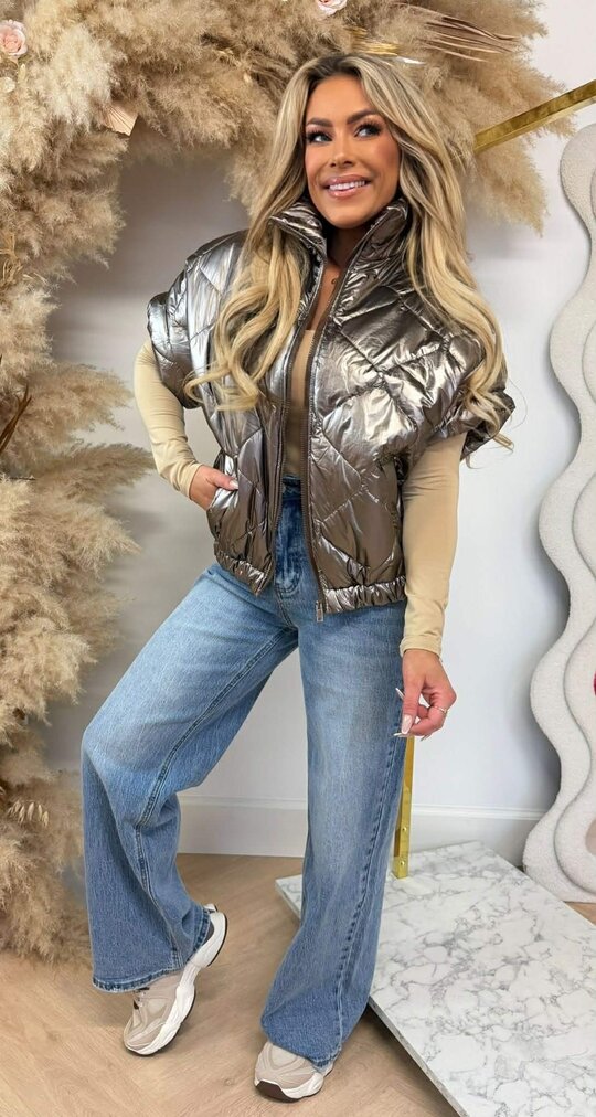 PUFFER BODYWARMER 1113/1137 METALLIC TAUPE