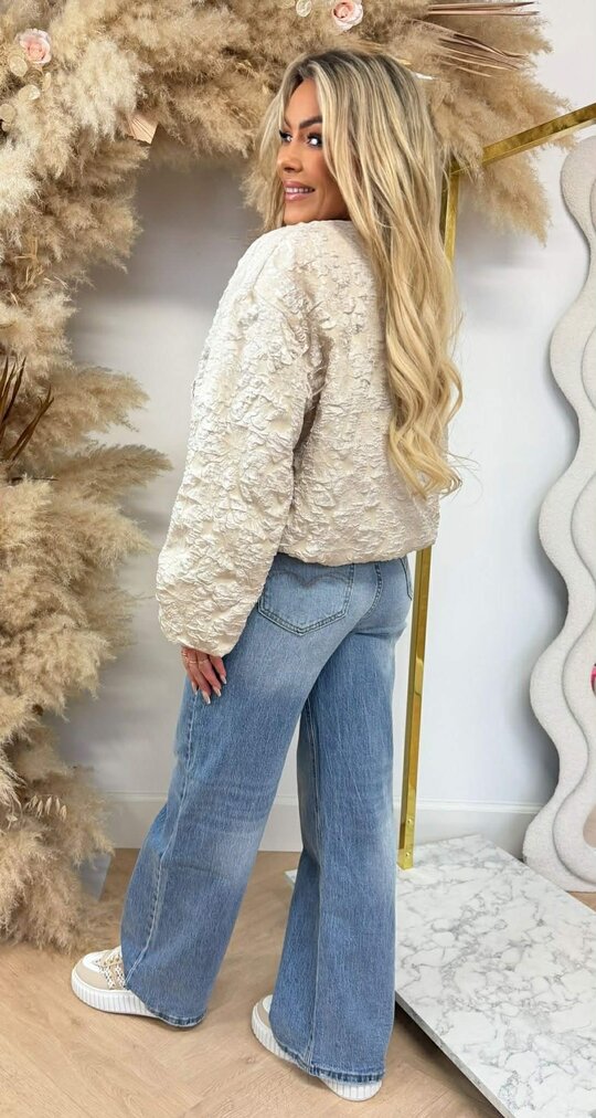 ALL OVER FLOWER BOMBERJACKET BEIGE