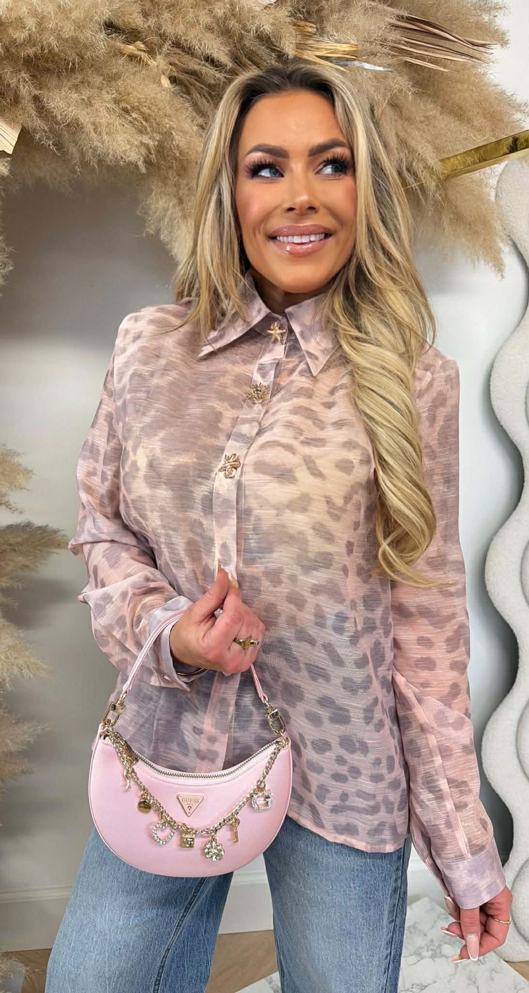 GAUZE LEO BUTTON BLOUSE 59062 PINK