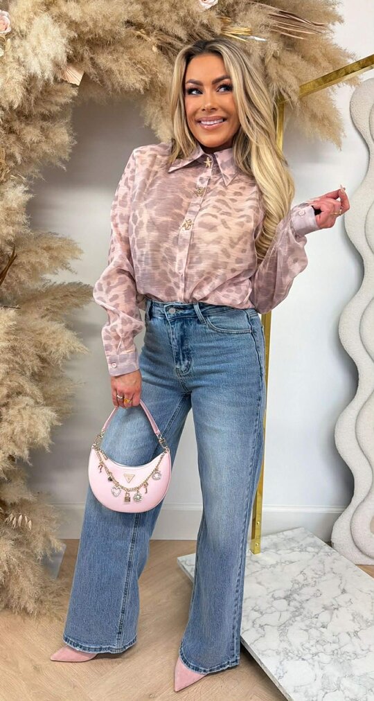 GAUZE LEO BUTTON BLOUSE 59062 PINK