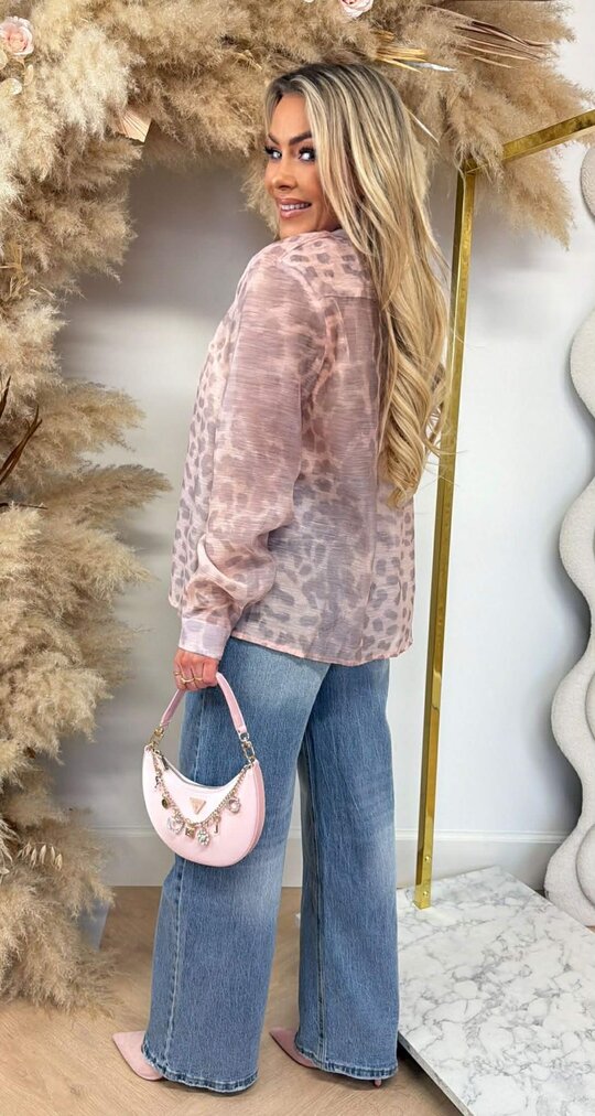 GAUZE LEO BUTTON BLOUSE 59062 PINK