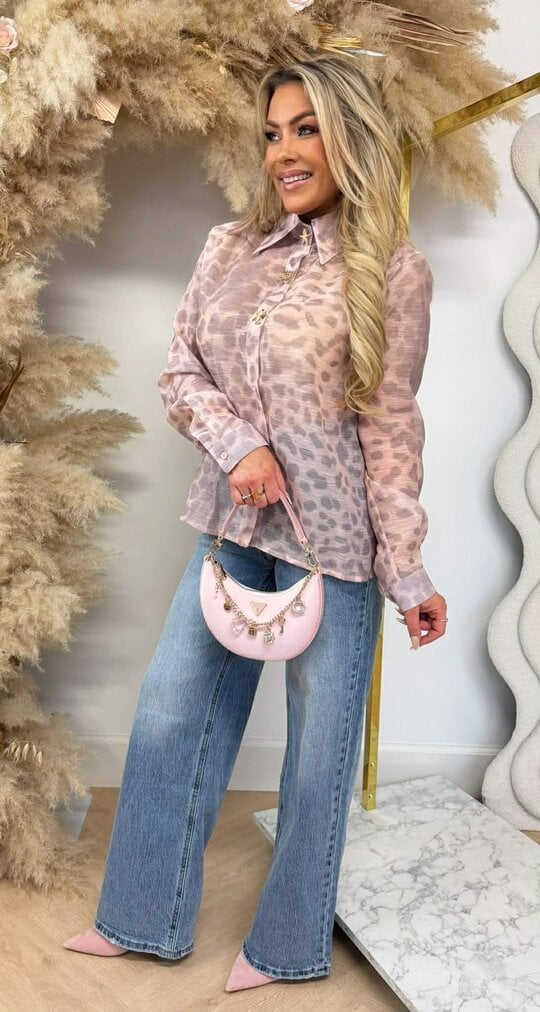 GAUZE LEO BUTTON BLOUSE 59062 PINK