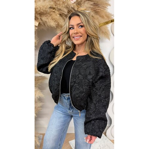 ALL OVER FLOWER BOMBERJACKET BLACK