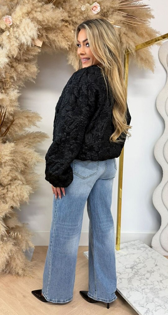 ALL OVER FLOWER BOMBERJACKET BLACK