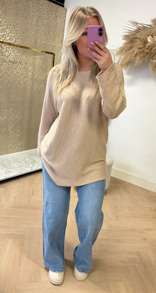 KIMMY SOFT LONG TOP BEIGE