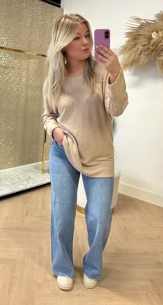 KIMMY SOFT LONG TOP BEIGE