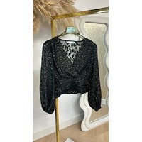 GOLDY LEOPARD BLOUSE 5369 BLACK