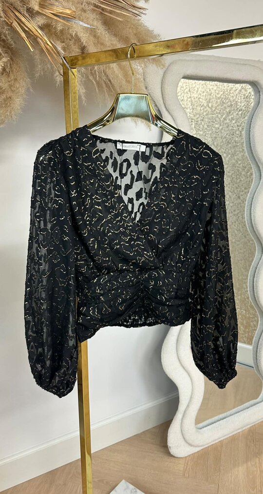 GOLDY LEOPARD BLOUSE 5369 BLACK