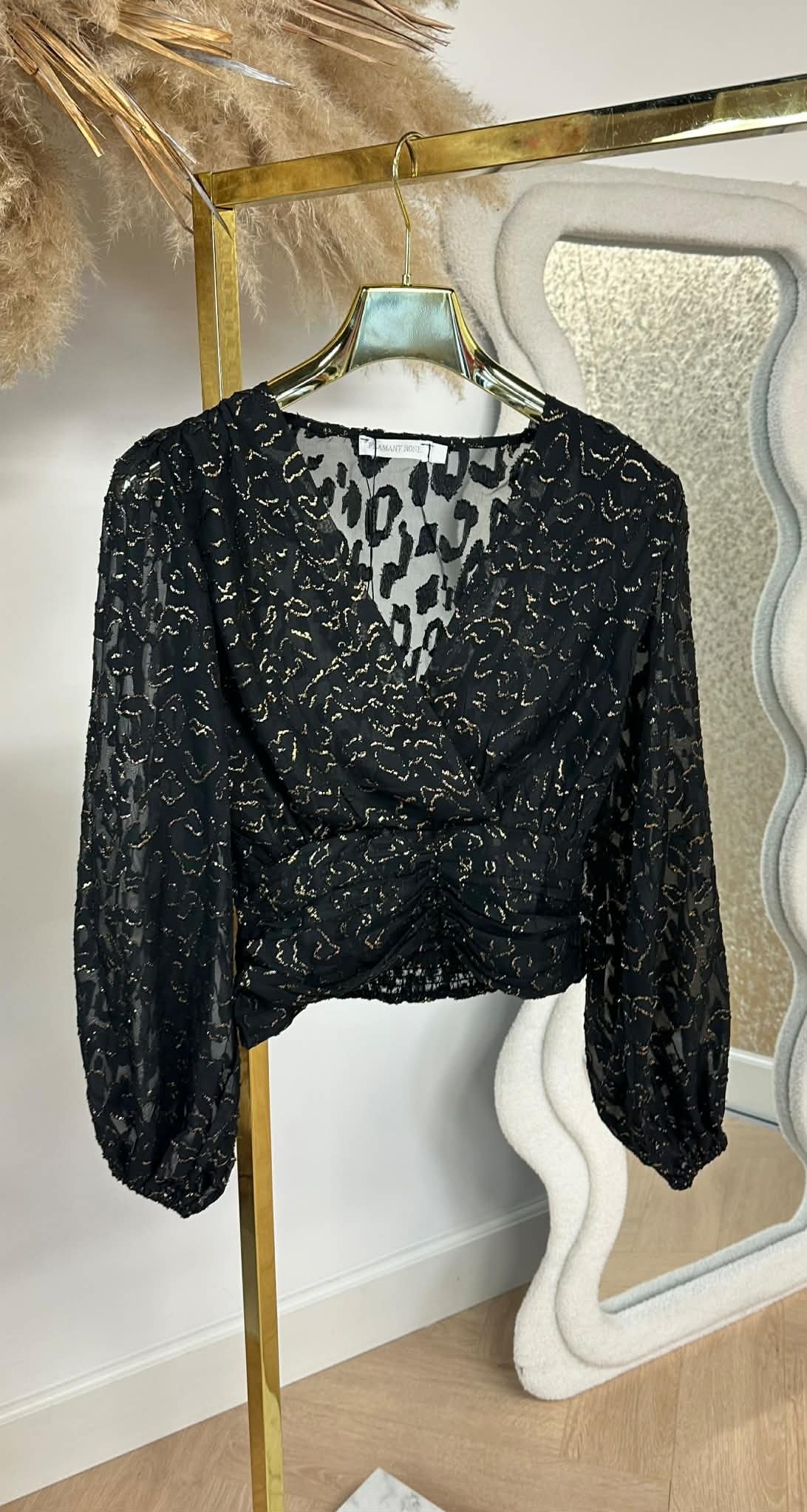 GOLDY LEOPARD BLOUSE 5369 BLACK