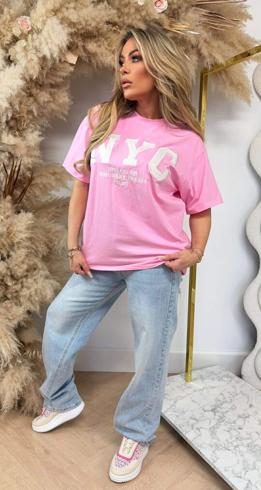 NYC OVERSIZED TEE R7456 PINK NYC OVERSIZED TEE R7456 PINK