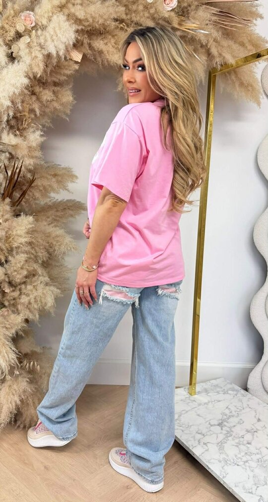 NYC OVERSIZED TEE R7456 PINK NYC OVERSIZED TEE R7456 PINK