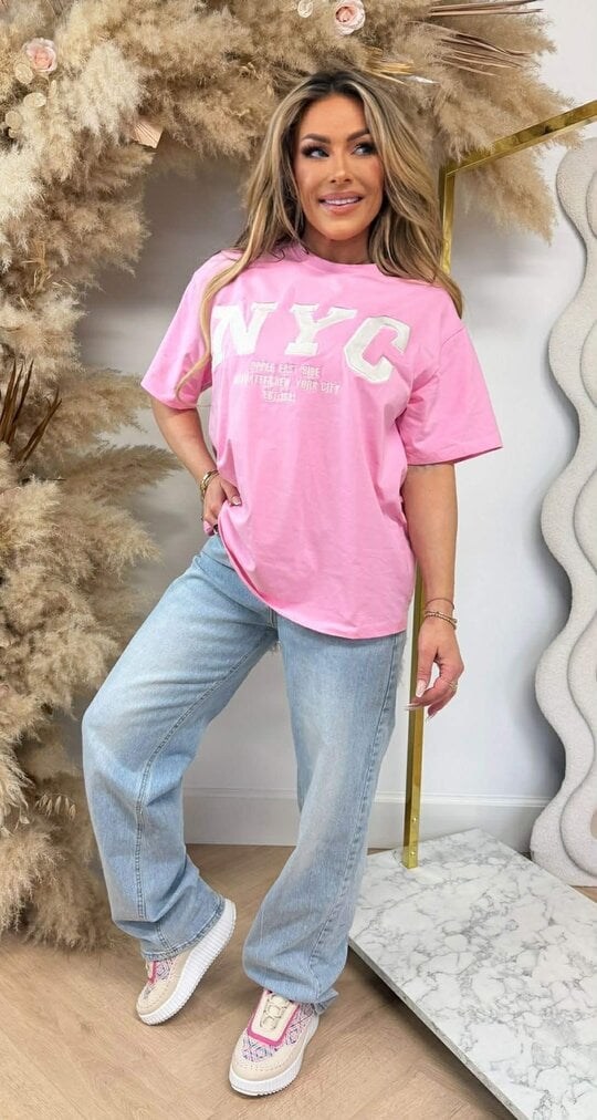 NYC OVERSIZED TEE R7456 PINK NYC OVERSIZED TEE R7456 PINK