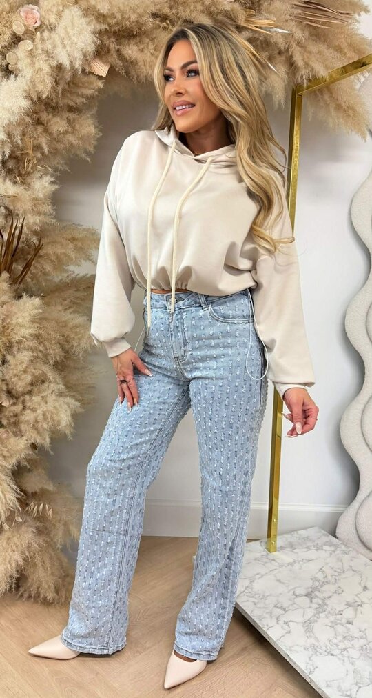 STYLE CROPPED HOODIE BEIGE