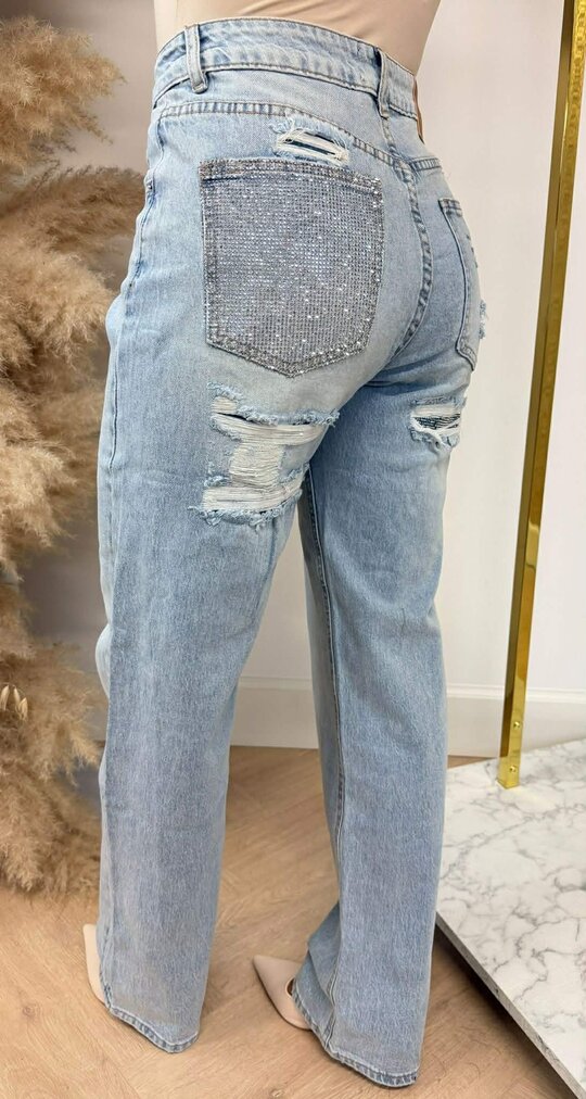 VIRAL GLITTER POCKET JEANS T63-3 DENIMBLUE