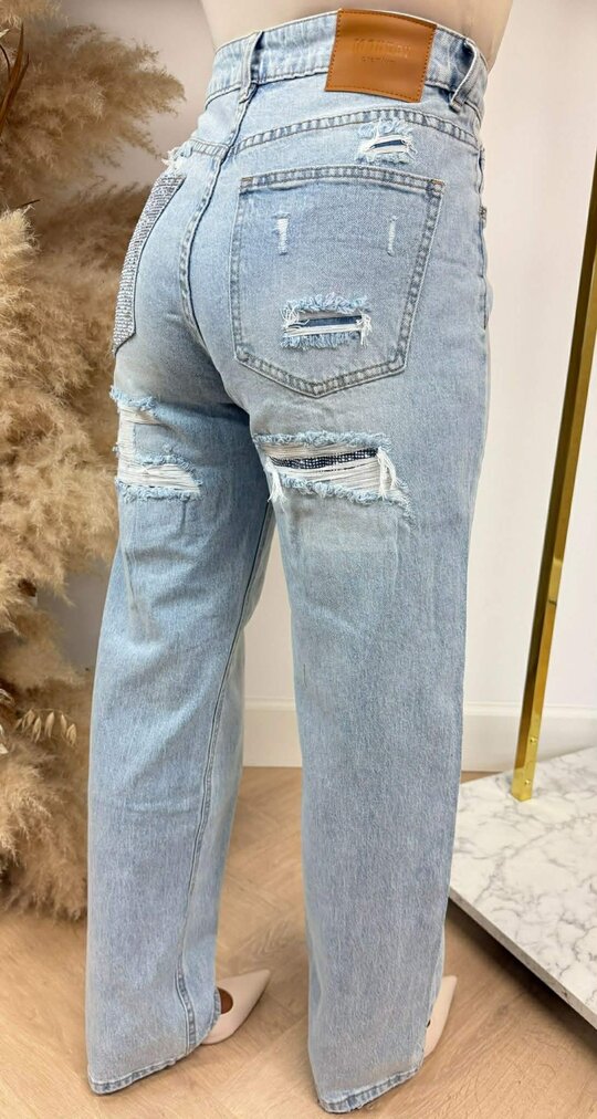 VIRAL GLITTER POCKET JEANS T63-3 DENIMBLUE