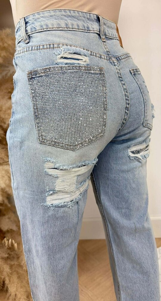 VIRAL GLITTER POCKET JEANS T63-3 DENIMBLUE