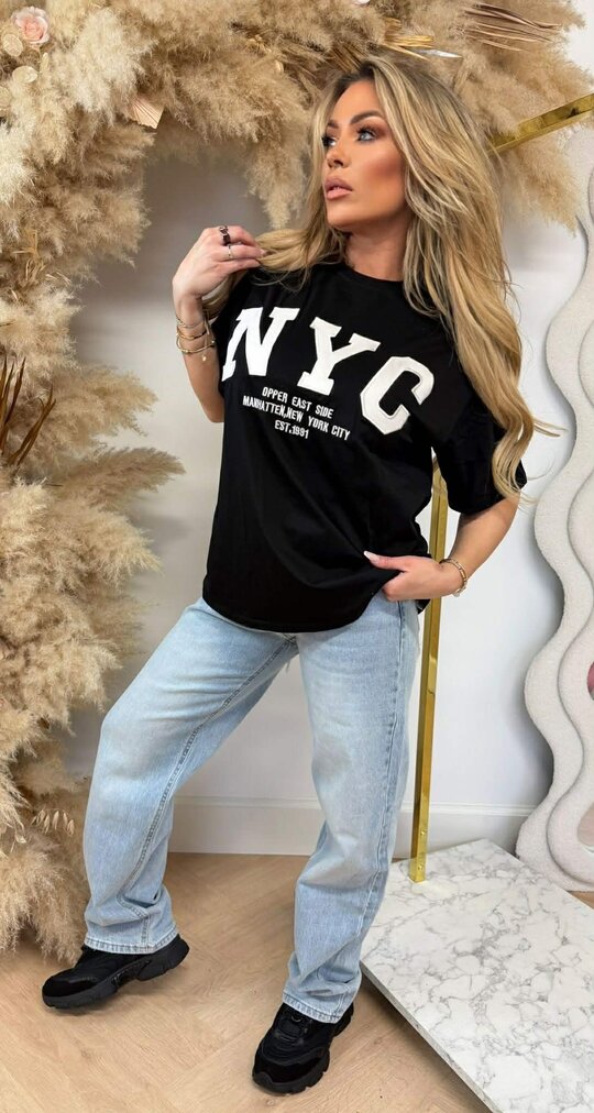 NYC OVERSIZED TEE R7456 BLACK