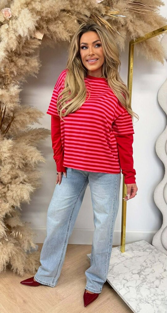 SKATER STRIPE TEE RED